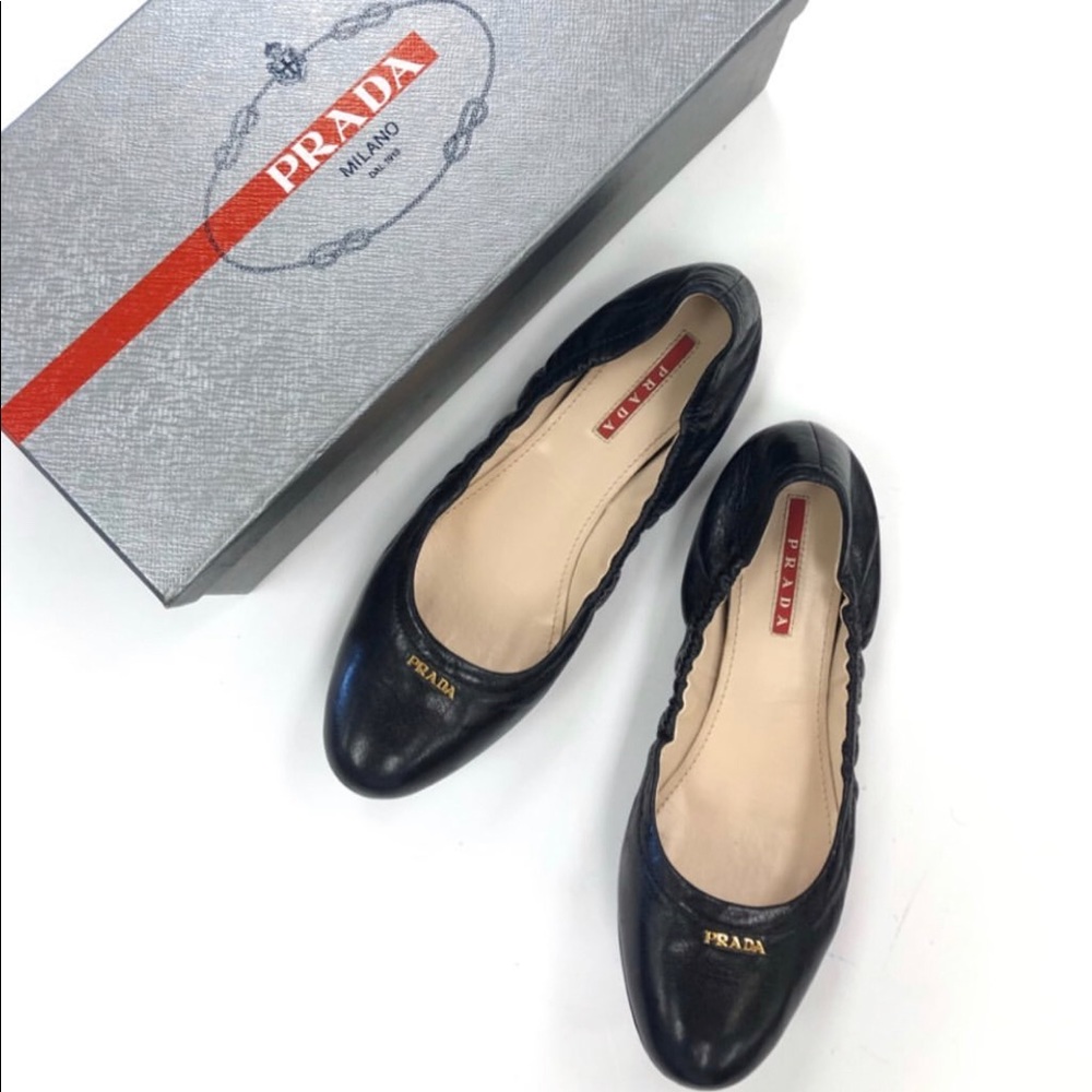 Prada Black Leather Flats